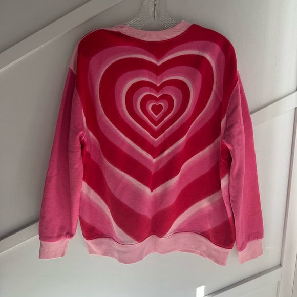 Wild Fable Pink and Red Sweatshirt Pink N Red Hearts Front & Back Cozy size M - Picture 2 of 5